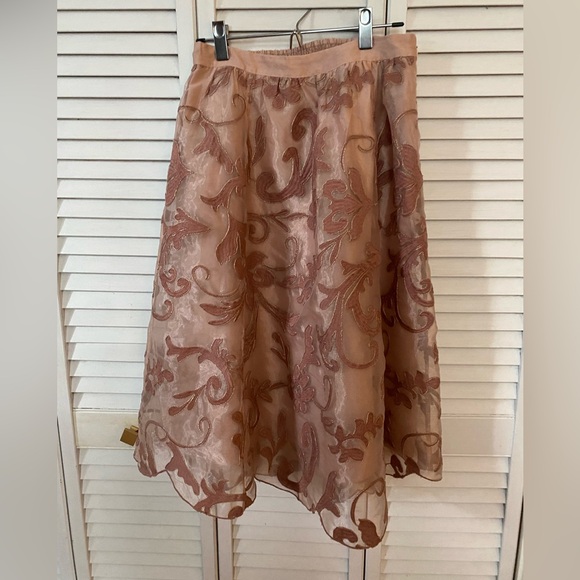 Maeve Dusty Pink Tea Length Skirt—Size Small - Picture 2 of 4
